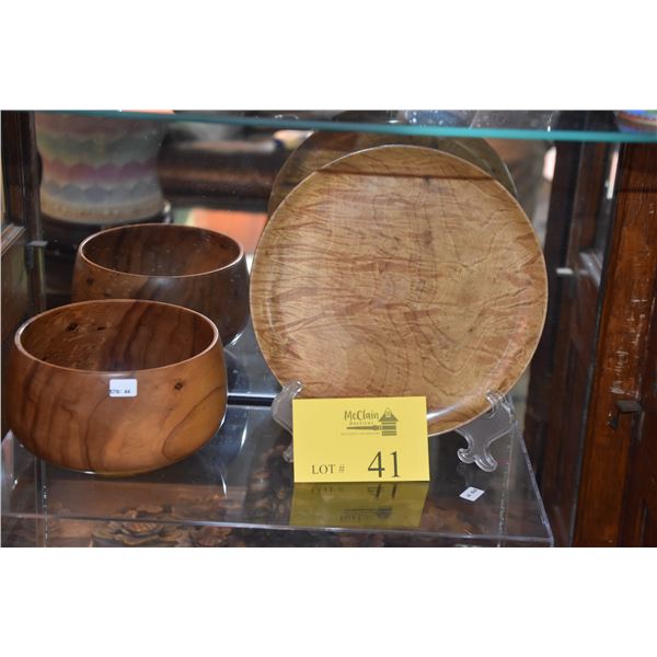MYRTLE WOOD DISH & MOUNTAIN APPLE WOOD BOWL (2 PCS) (DOES NOT INCLUDE STAND)