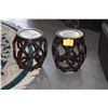 Image 1 : PAIR CHINESE WOOD GARDEN STOOLS W/PORCELAIN TOPS (PAIR)