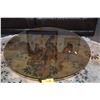 Image 2 : 40" GLASS TOP TABLE W/CYPRESS BURL WOOD ROOT BASE