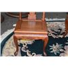 Image 7 : 47" CHINESE CARVED ROSEWOOD TABLE W/SHALLOW RELIEF APRON, GLASS TOP & 4 ROSEWOOD CHAIRS (5 PCS)