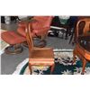 Image 8 : 47" CHINESE CARVED ROSEWOOD TABLE W/SHALLOW RELIEF APRON, GLASS TOP & 4 ROSEWOOD CHAIRS (5 PCS)