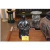 Image 1 : BLACK POTTERY SCULPTURE, MOTHER & CHILD; SIGNED FELGUEREZ (MANUEL)