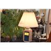 Image 1 : PAIR CERAMIC TABLE LAMPS W/CANE OVERLAY (PAIR)