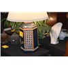 Image 2 : PAIR CERAMIC TABLE LAMPS W/CANE OVERLAY (PAIR)