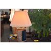 Image 3 : PAIR CERAMIC TABLE LAMPS W/CANE OVERLAY (PAIR)