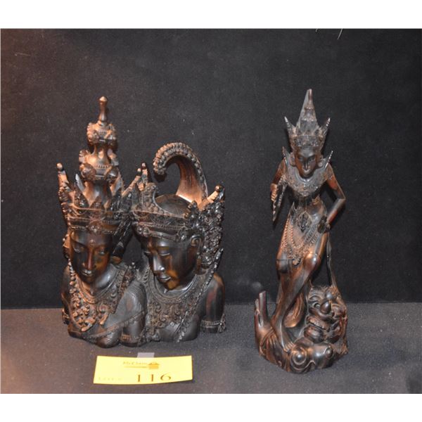 HINDU WOOD CARVINGS (2 PCS)