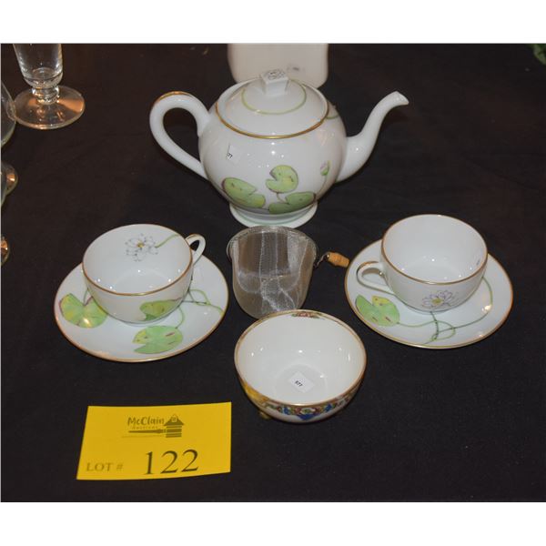 HERMES TEA SET & SMALL FOOTED BOWL (7 PCS)