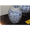 Image 4 : BLUE & WHITE COVERED JARS W/STANDS (3 PCS)