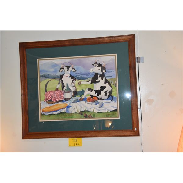KOA FRAMED ORIGINAL WATERCOLOR, "GRAZING"; SIGNED PEGGY CHUN '90 (37 1/2" x 31 1/2")