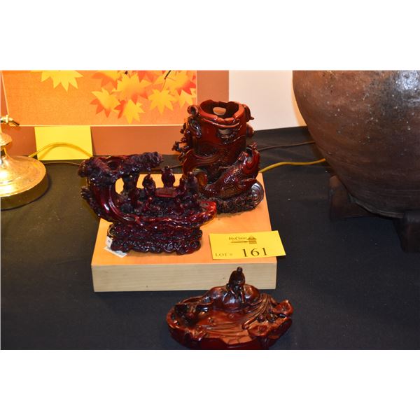 CHINESE RESIN SCULPTURES (3 PCS)