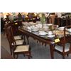 Image 2 : ROSEWOOD DINING TABLE W/2 LEAVES & GLASS TOP W/8 CHAIRS
