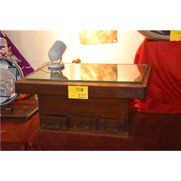 ANTIQUE JAPANESE KYOTO HIBACHI, MEIJI PERIOD, KAYAKI WOOD W/COPPER LINING & DRAWERS