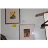 Image 1 : FRAMED WOODCUT PRINTS: WHAT SHE TOOK WITH HER, BLUE WEDDING SHOE & SUITCASE BY LAURA SMITH (15 1/2" 