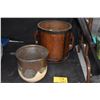 Image 1 : CERAMIC PLANTER; SIGNED HIGA & WOODEN BUCKET (2 PCS)