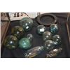 Image 2 : COLLECTION OF GLASS FISHING FLOATS; SIGNED (12 PCS) (DOES NOT INCLUDE BASKET)