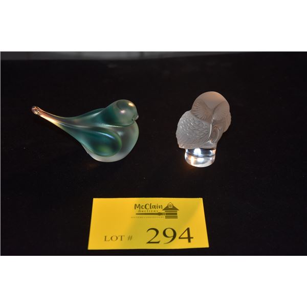 LALIQUE OWL & ZELLIQUE GREEN BIRD (2 PCS)