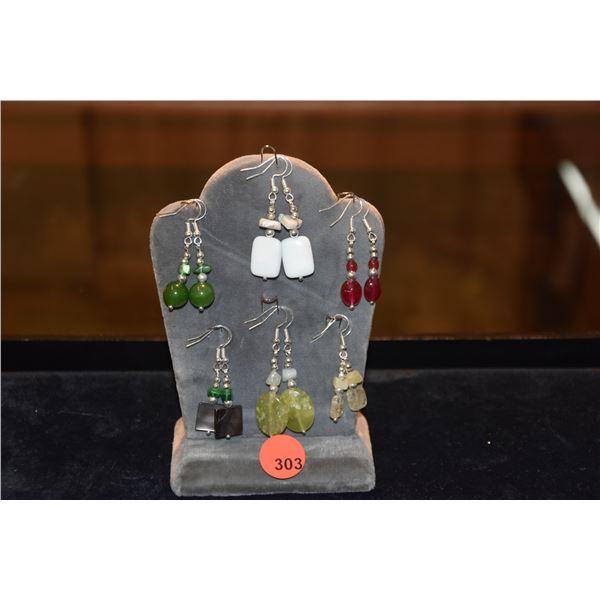 STERLING SILVER SEMI-PRECIOUS GEMSTONE EARRINGS (6 PAIR)