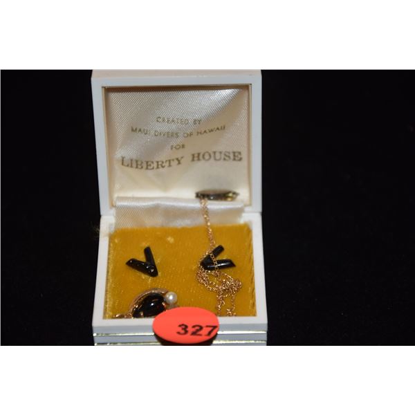 14K BLACK CORAL NECKLACE & EARRINGS