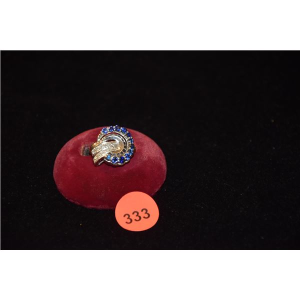 14K (TESTED) WG DIAMOND & SAPPHIRE RING (7.4 GTW)