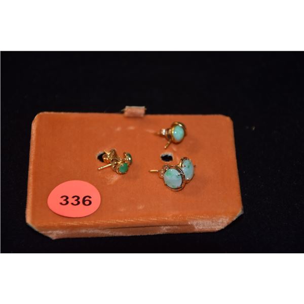 14K JADE STUD EARRINGS (3.7 GTW) (3 PAIR)