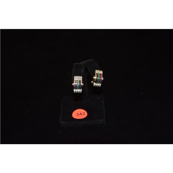14K WG GEMSTONE EARRINGS (8.9 GTW)