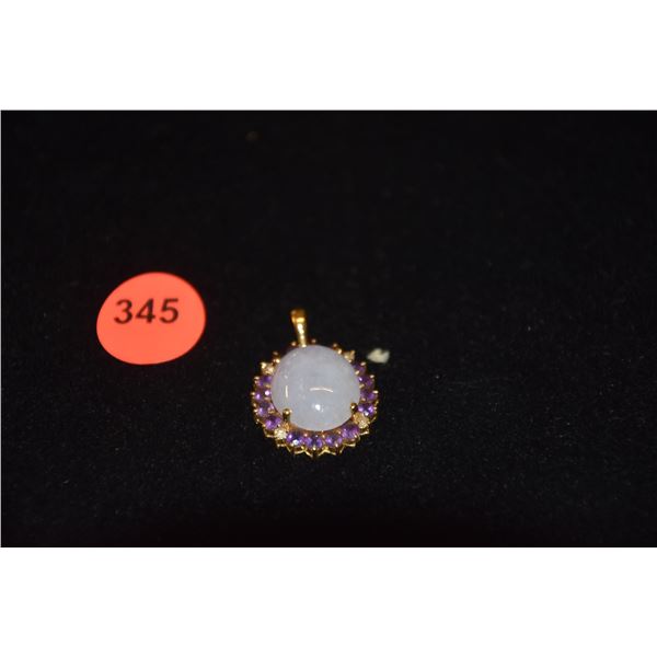 14K LAVENDER JADE & AMETHYST ENHANCER/PENDANT