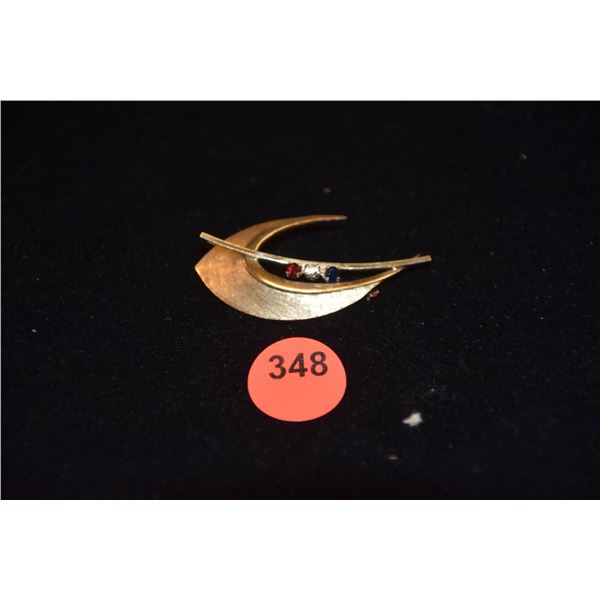 14K GEMSTONE BROOCH (5 GTW)