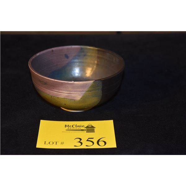 TOSHIKO TAKAEZU PORCELAIN BOWL W/BROWN GLAZE (4 1/2" X 3")