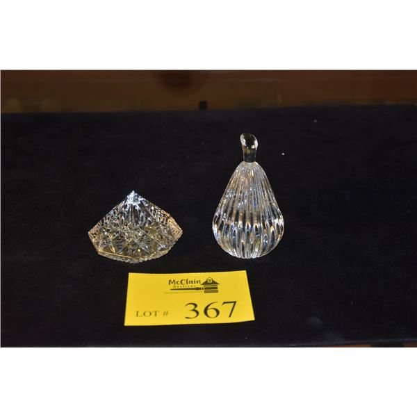 WATERFORD CRYSTAL PAPERWEIGHT & PEAR (2 PCS)