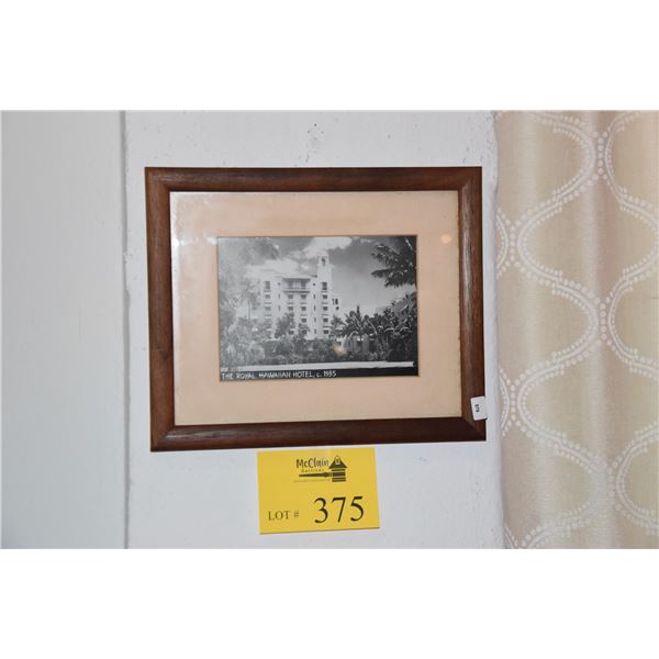 KOA FRAMED ROYAL HAWAIIAN HOTEL PRINT, 1935 (11 1/4" X 9 1/2")