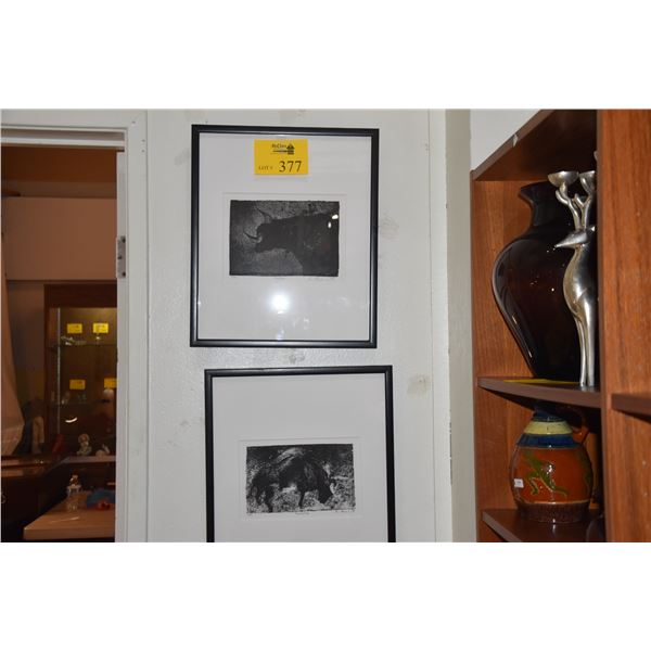 FRAMED BLOCK PRINTS, "AGUJAS" & "TORETE"; SIGNED (2 PCS)