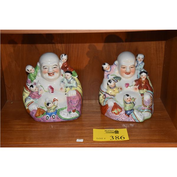 CHINESE FAMILLE ROSE HAPPY BUDDHAS (2 PCS)