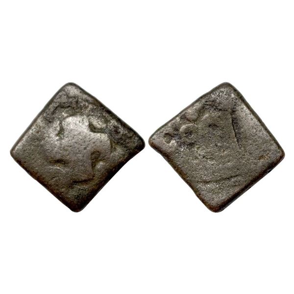 Saurashtra Janapada, (75-50 BC), Uninscribed die-struck Copper Unit, 3.59 gms.