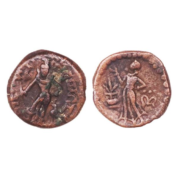 Tribe of the Punjab, Yaudheya, Karttikeya-Devasena type, Copper Unit, 10.98gms.