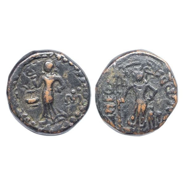 Tribal Republic, Yaudheyas, Karttikeya-Devasena type, Copper Unit, 11.37Grms.