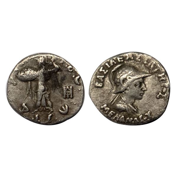 Indo-Greeks, Menander I (155-130 BC), Silver Drachm, 2.36 gms.