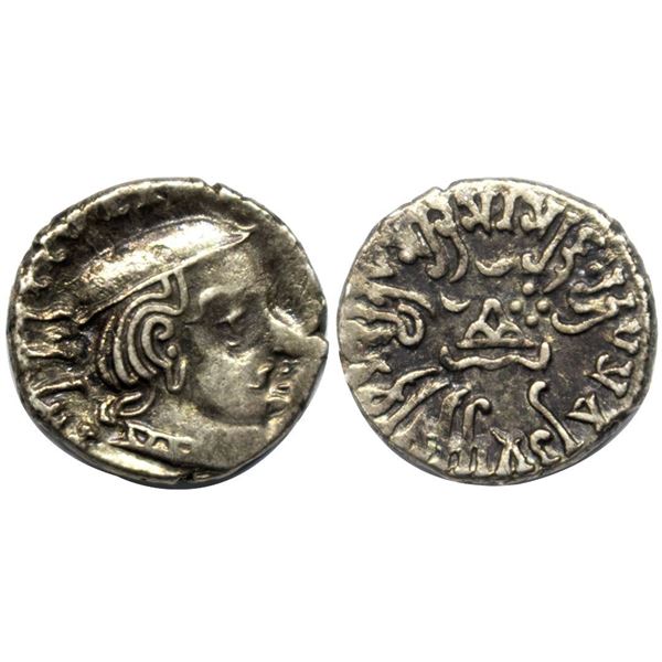 Western Kshatrapas, Kardamaka Family, Rudrasena II (c. 255-276 AD), SE 177, Silver Dramma, 2.18Grms.