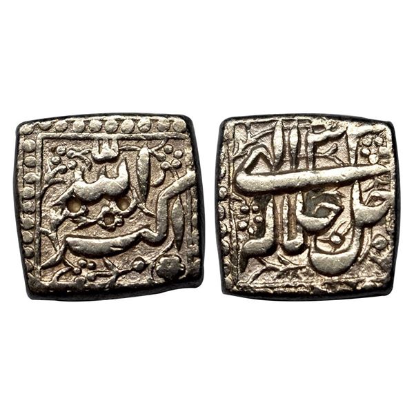 Akbar, Mintless, Silver, Square Rupee, Allahu Akbar type, Ilahi 33, without Month name.