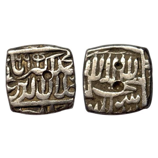 Akbar, Ahmedabad mint, Silver, Square ½ Rupee, Kalima, Square-area type on obv, mint name partly see