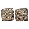 Image 1 : Akbar, Ahmedabad mint, Silver, Square Rupee, Kalima, Square-area type on obv, mint name at bottom on
