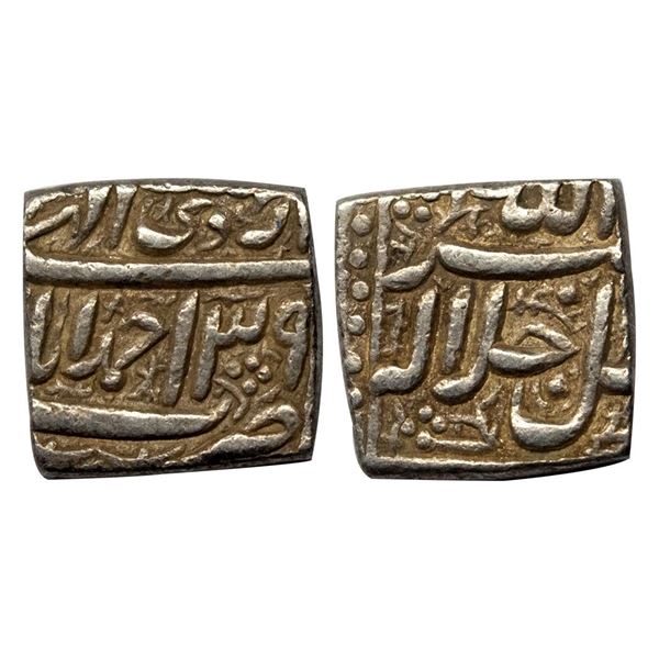 Akbar, Silver Square Rupee , Ahmedabad Mint, 11.38 gms.