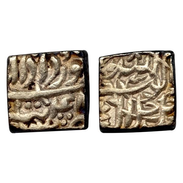 Akbar, Tatta mint, Silver, Square Rupee, Allahu Akbar type, Ilahi 48, Khurdad Month.