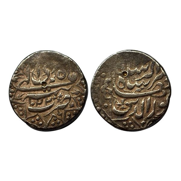 Jahangir, Tatta Mint, Silver, Rupee, Nuruddin type, all placed in decorated Floral motifs on both th