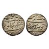 Aurangzeb, Rupee, Surat Mint, Silver, Badr Munir type. Complete Mint name in the bottom line on rev,