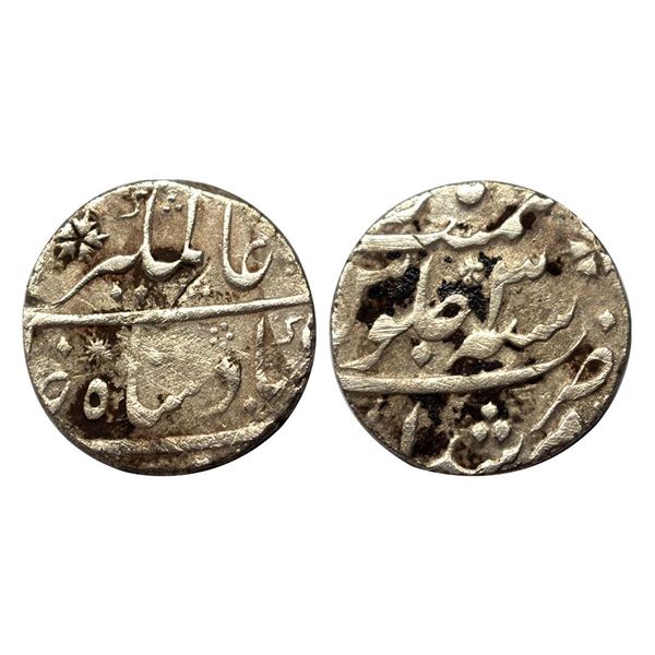 Alamgir II, Rupee, Murshidabad Mint, the Mint name in the bottom line on rev, RY 3,
