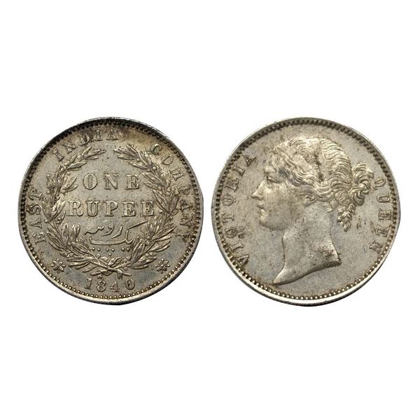 Victoria, 1840, Silver Rupee, DL, B&C Mint