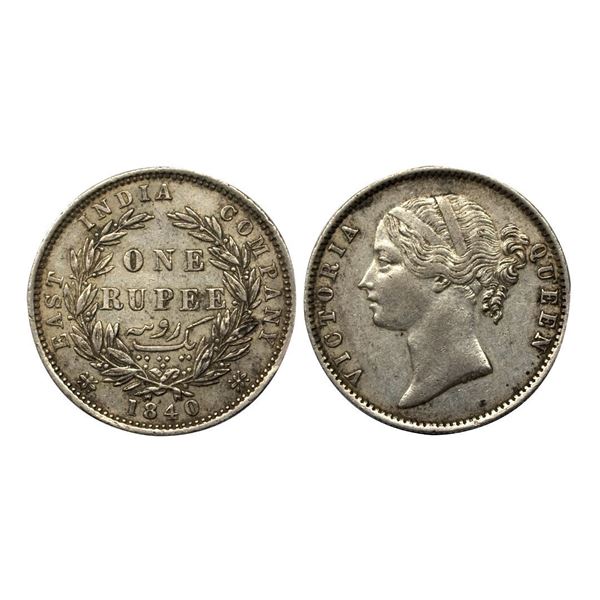 Victoria, 1840, Silver Rupee, DL, B&C Mint,