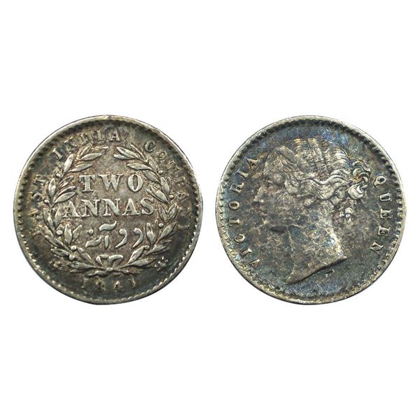 Victoria Queen, Silver 2 Annas, 1841.