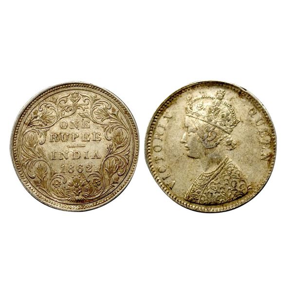 Victoria Queen , 1862, Silver Rupee, Bombay Mint,