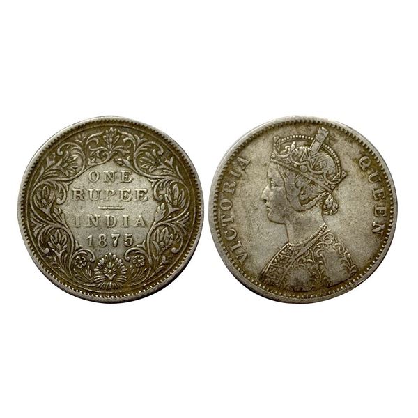 Victoria Queen, Silver One Rupee, 1875, Bombay Mint,